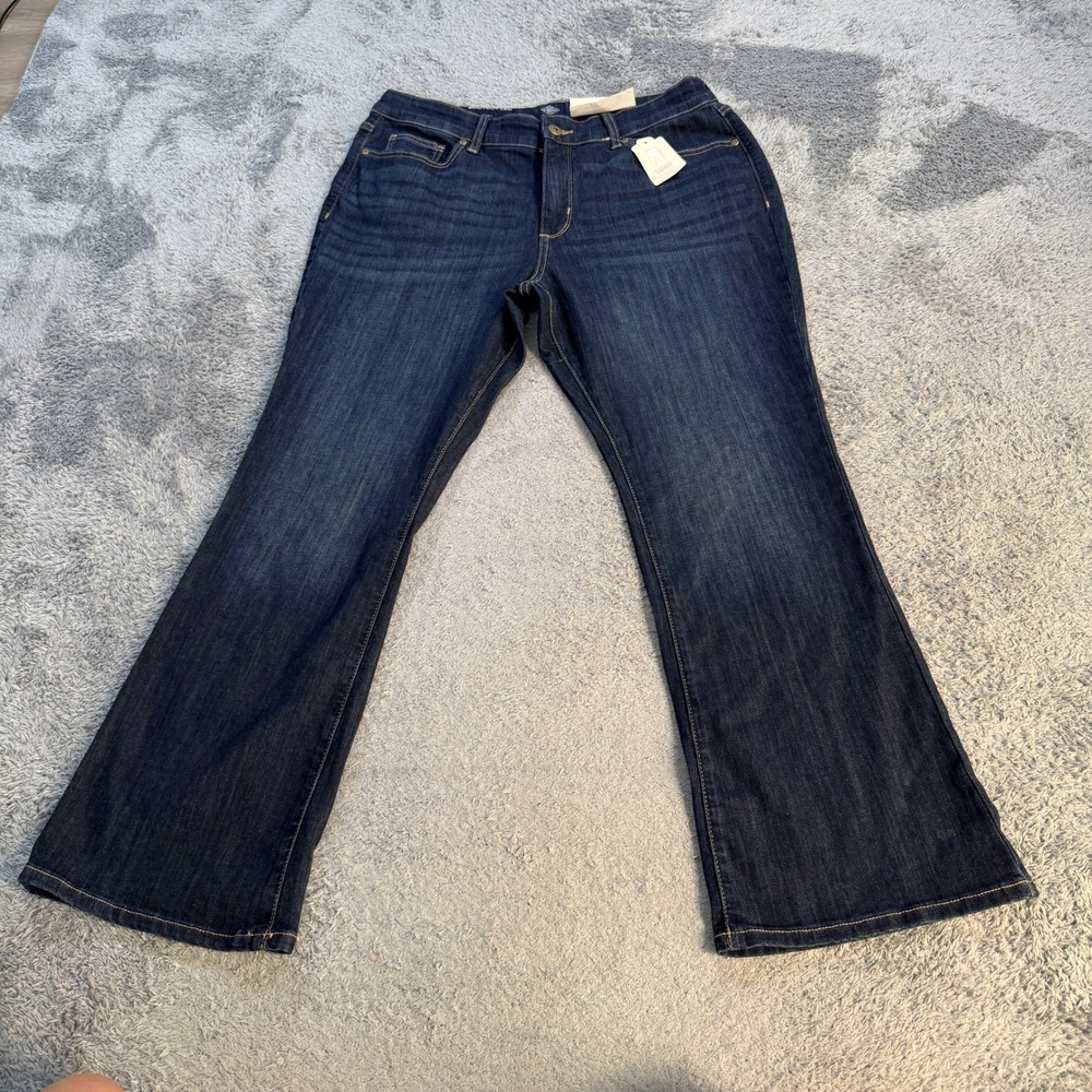 St John's Bay Secretly Slender Bootcut Jeans 16S Dark Wash Blue Tummy Control